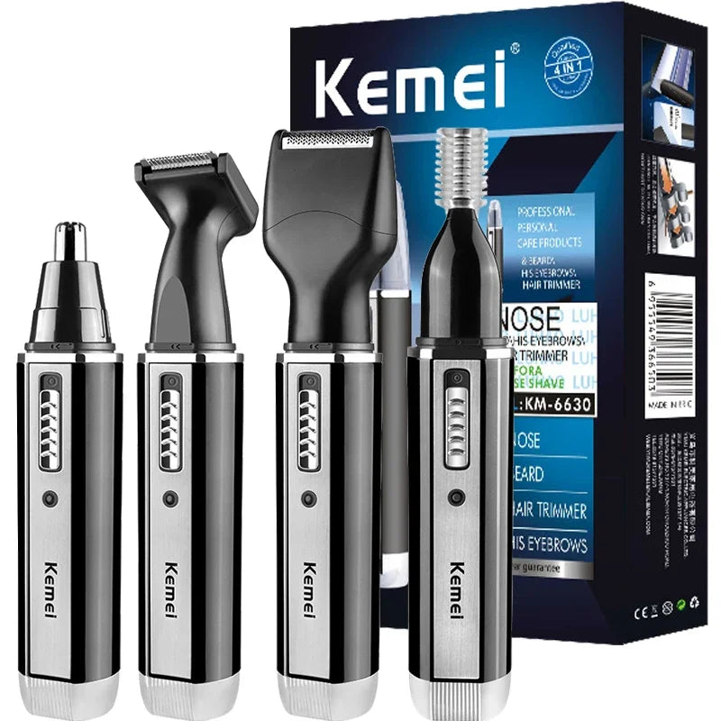 Cortador de Vello Nasal 4 en 1 Recargable - Trimmer para Nariz, Orejas, Cejas y Barba