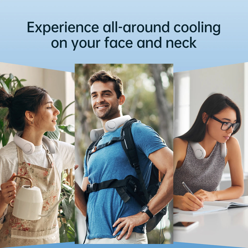 Ventilador de Cuello Portátil JISULIFE 5000mAh - 5 Velocidades, Soporte Cervical, Manos Libres para Exterior