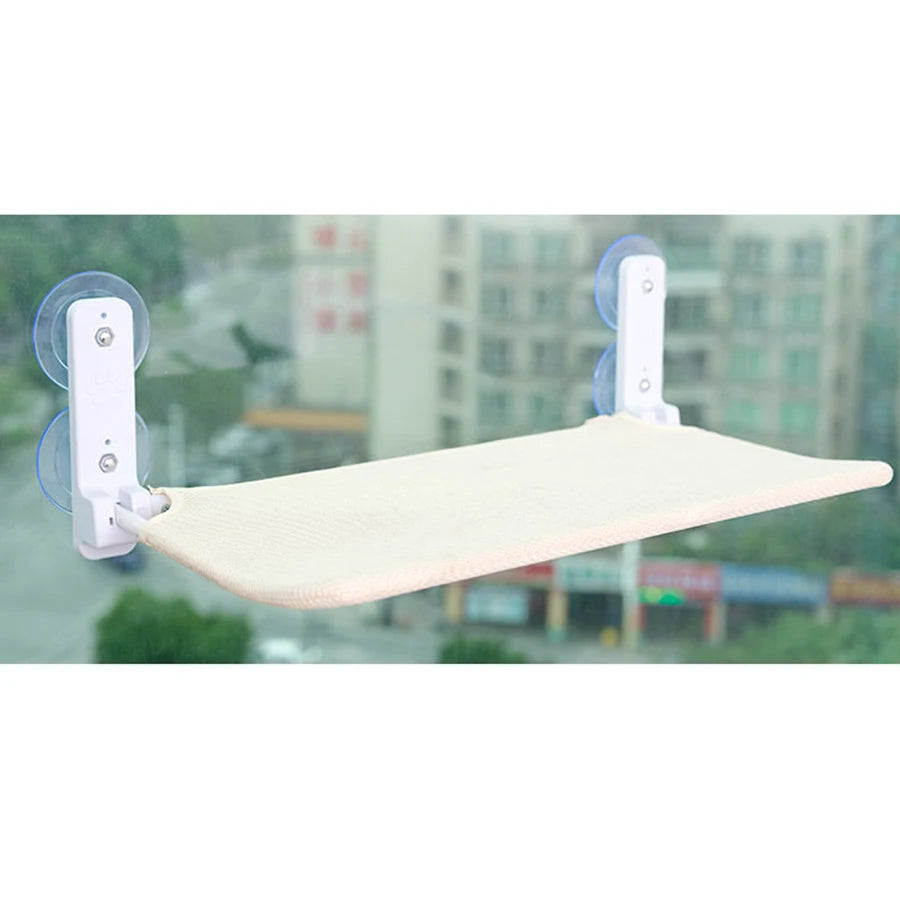 Hamaca Plegable para Gatos con Ventosas Dobles - Plataforma de Salto para Ventana, Malla y Felpa