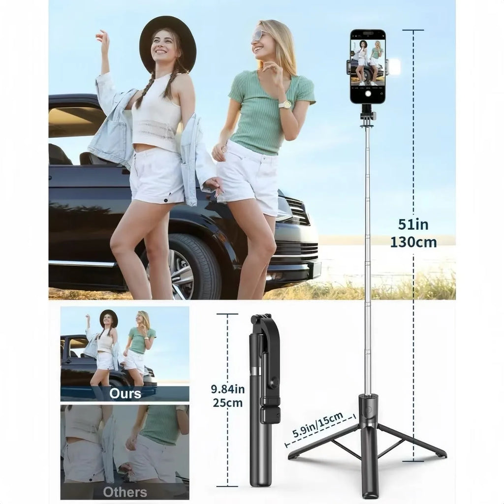 Portable Selfie Stick Tripod With Adjustable Beauty Fill Light Bluetooth Remote Control Suitable For Apple iPhone ﻿Phone Holder