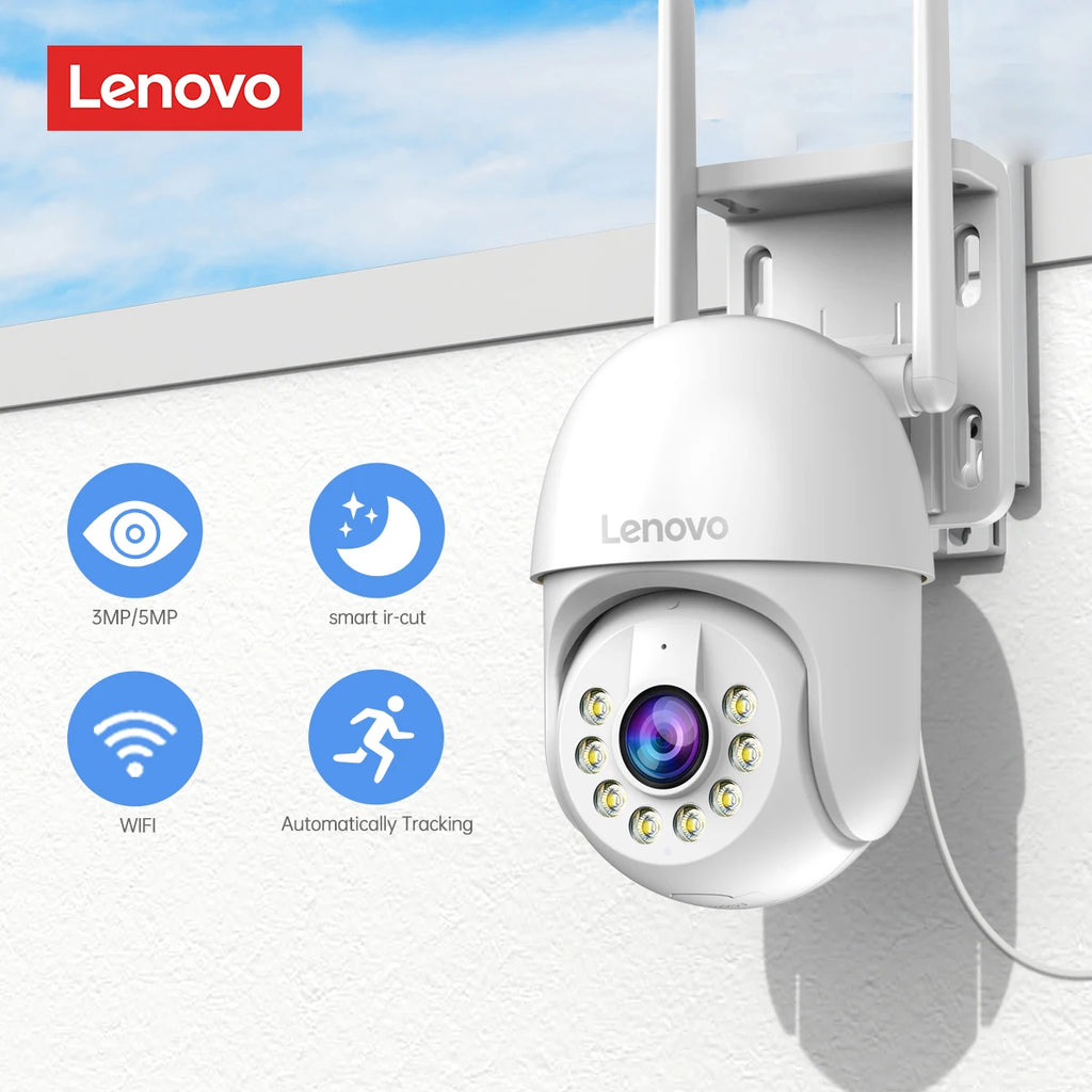 Cámara PTZ WiFi Lenovo Exterior 5MP - Zoom Digital 5x, Seguimiento Automático ONVIF y Vigilancia CCTV IP