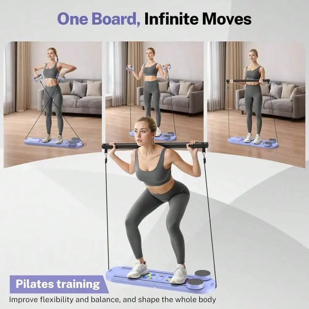 Tabla Abdominal Multifuncional Pilates 8 en 1 - Dispositivo Plegable con Temporizador de Rebote Automático para Gimnasio en Casa