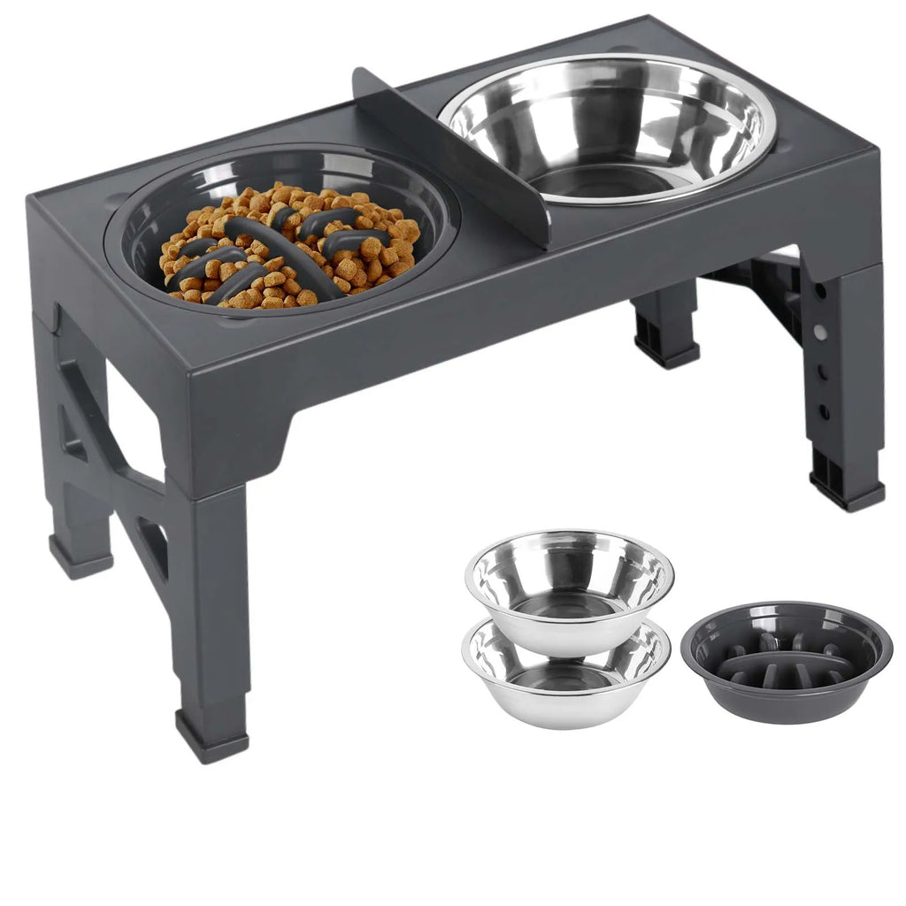Elevated Dog Feeder Adjustable Raised Stand Dog Bowls with Double Stainless Steel Food Water Bowls for Small Medium Large Dogs