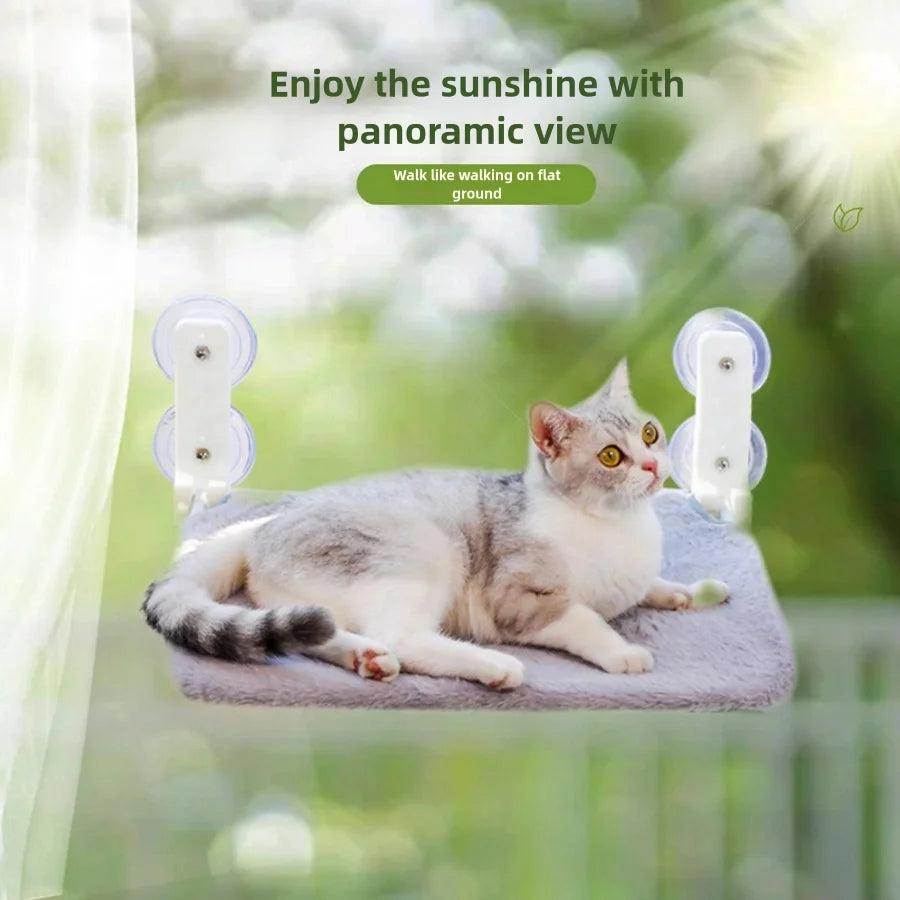 Hamaca Plegable para Gatos con Ventosas Dobles - Plataforma de Salto para Ventana, Malla y Felpa