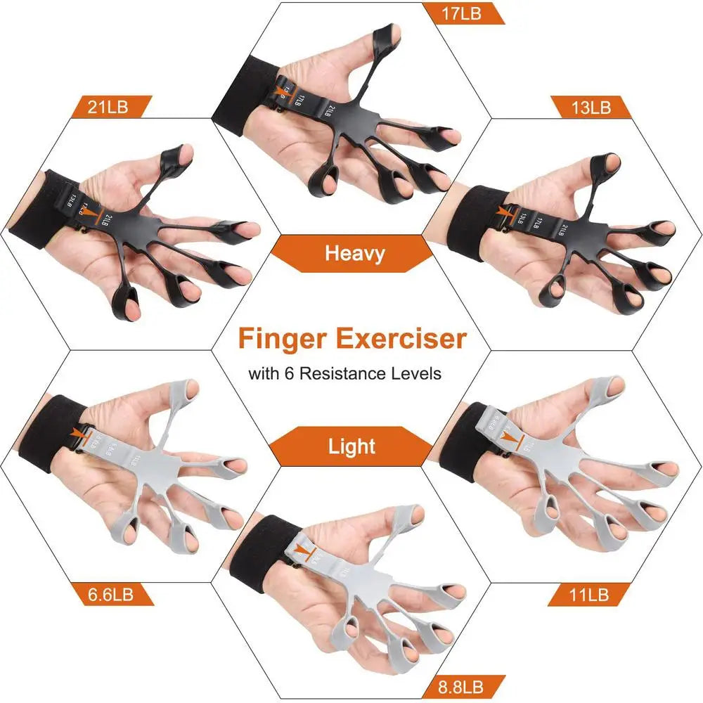Fortalecedor de Dedos y Manos de Silicona - 6 Niveles de Resistencia para Guitarra, Deporte y Rehabilitación