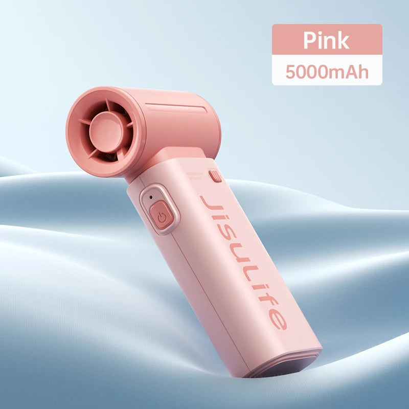 Ventilador de Mano JISULIFE Turbo - Super Potente, 5 Velocidades, 5000mAh Recargable USB, Multifunción de Bolsillo