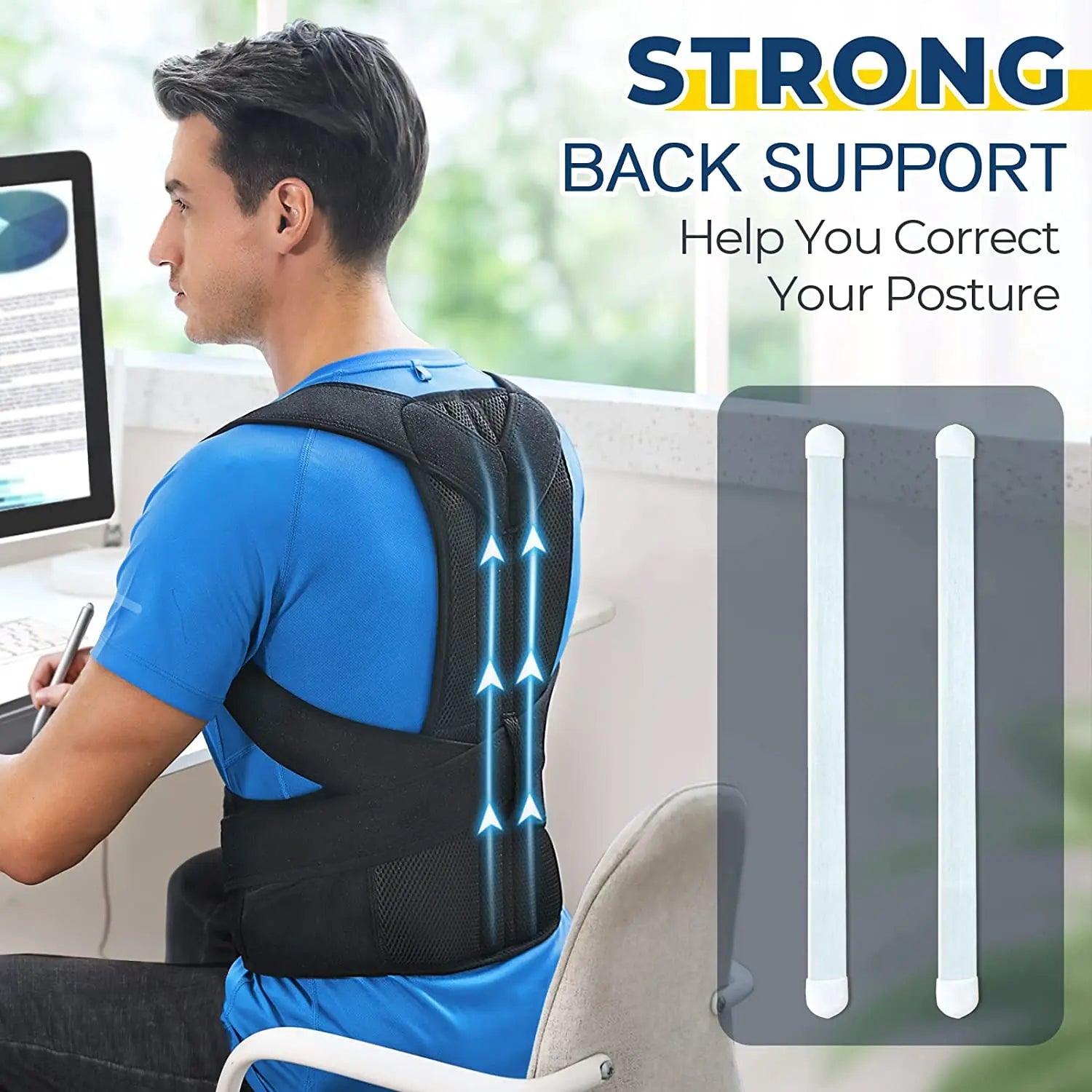 Soporte Lumbar Ergonómico Ajustable - Cinturón de Espalda para Deporte y Oficina