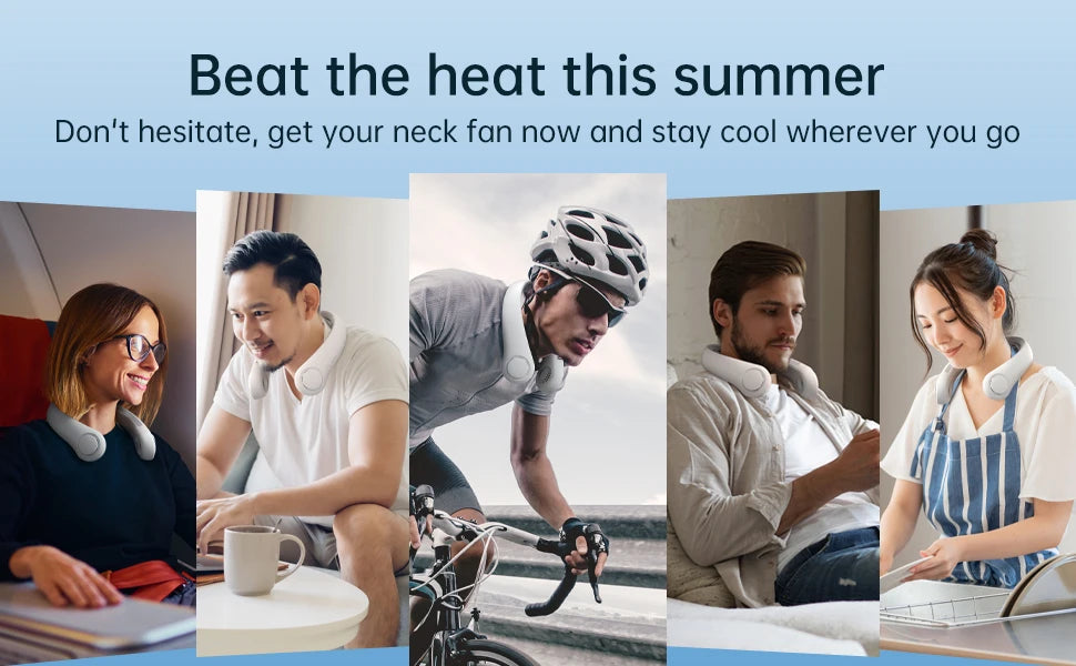 Ventilador de Cuello Portátil JISULIFE 5000mAh - 5 Velocidades, Soporte Cervical, Manos Libres para Exterior