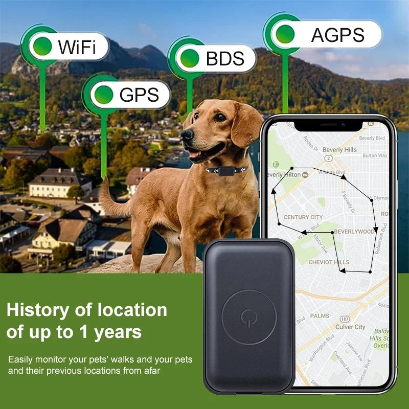 Localizador GPS para Mascotas con Collar Ajustable - Seguimiento en Tiempo Real, Control Remoto AGPS para Perros y Gatos