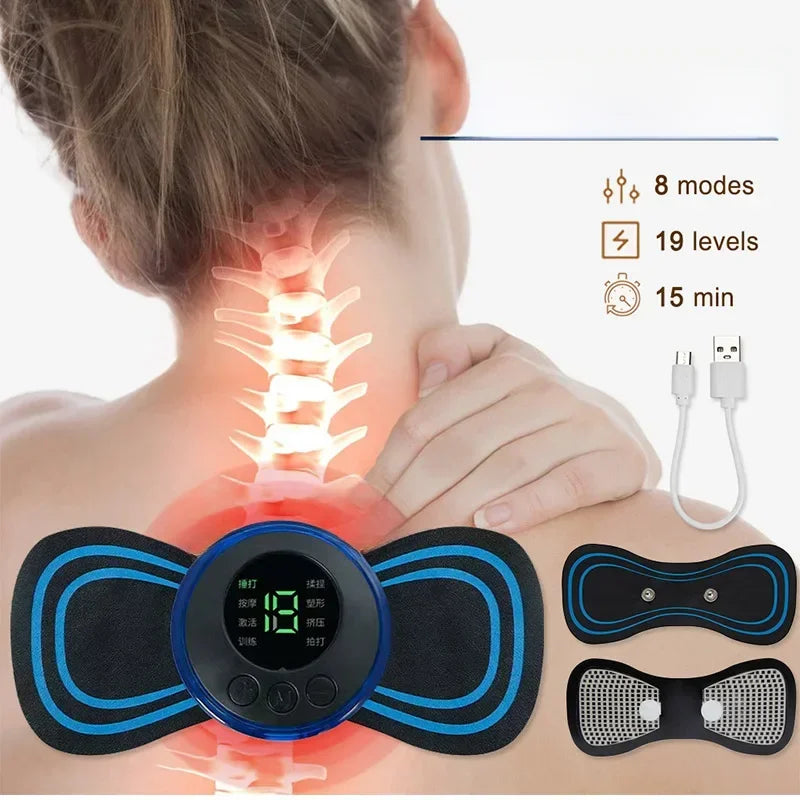 Masajeador Cervical Eléctrico Mini - Parche Estimulador EMS de Microcorriente para Cuello y Espalda