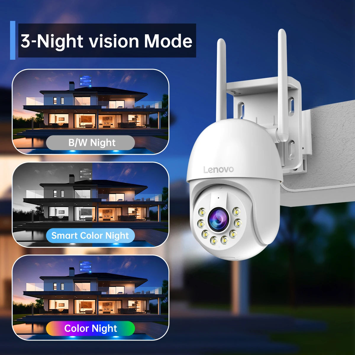 Cámara PTZ WiFi Lenovo Exterior 5MP - Zoom Digital 5x, Seguimiento Automático ONVIF y Vigilancia CCTV IP