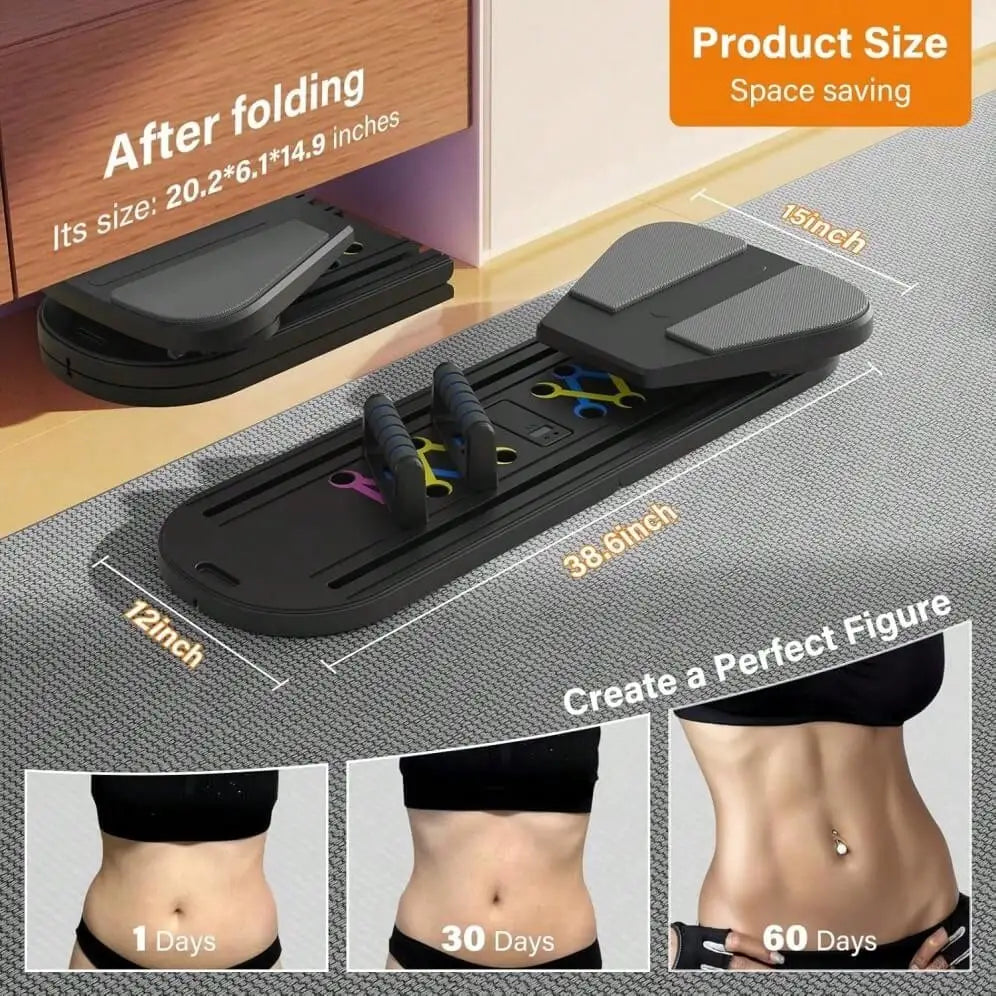 Tabla Abdominal Multifuncional Pilates 8 en 1 - Dispositivo Plegable con Temporizador de Rebote Automático para Gimnasio en Casa