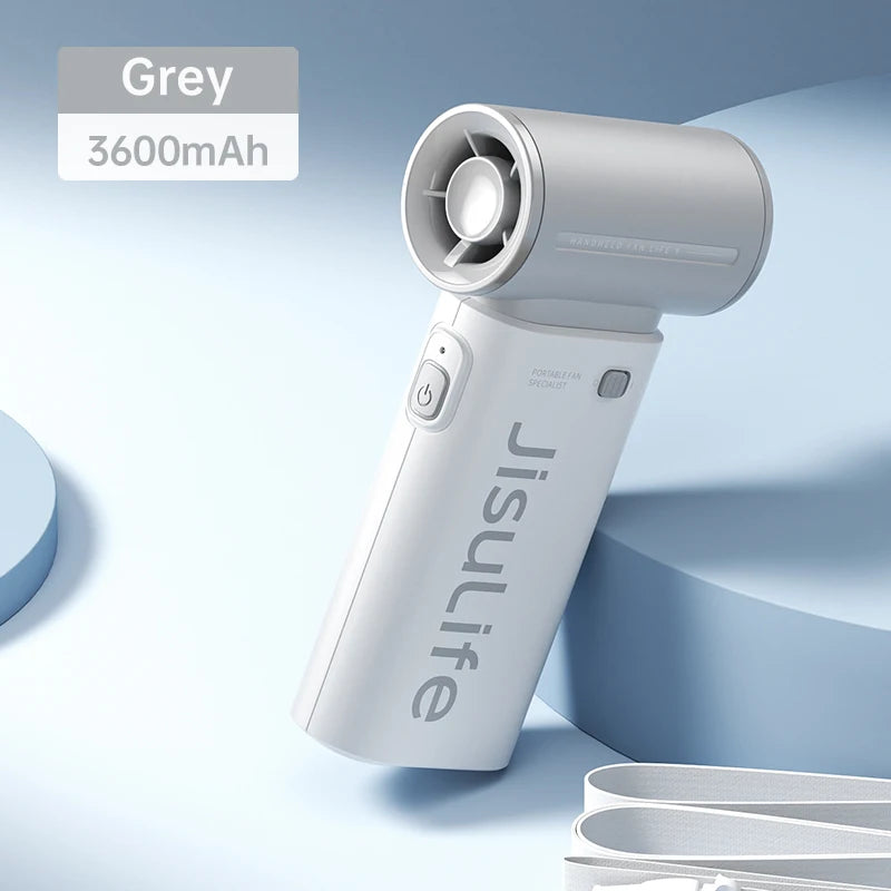 Ventilador de Mano JISULIFE Turbo - Super Potente, 5 Velocidades, 5000mAh Recargable USB, Multifunción de Bolsillo