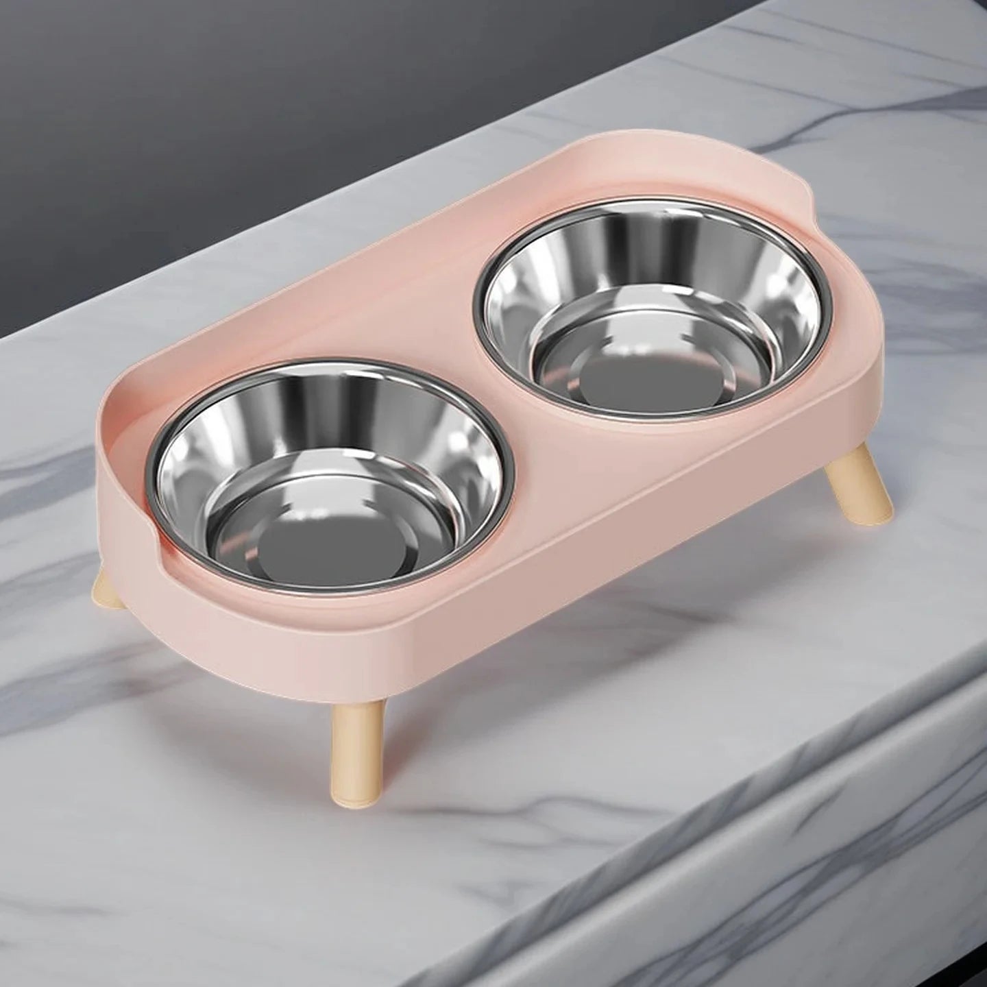 Comedero Elevado para Mascotas con 2 Cuencos de Acero Inoxidable - Soporte Cervical Colorido para Perros y Gatos
