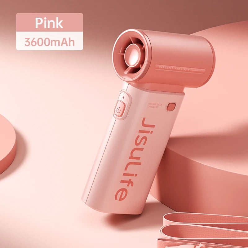 Ventilador de Mano JISULIFE Turbo - Super Potente, 5 Velocidades, 5000mAh Recargable USB, Multifunción de Bolsillo