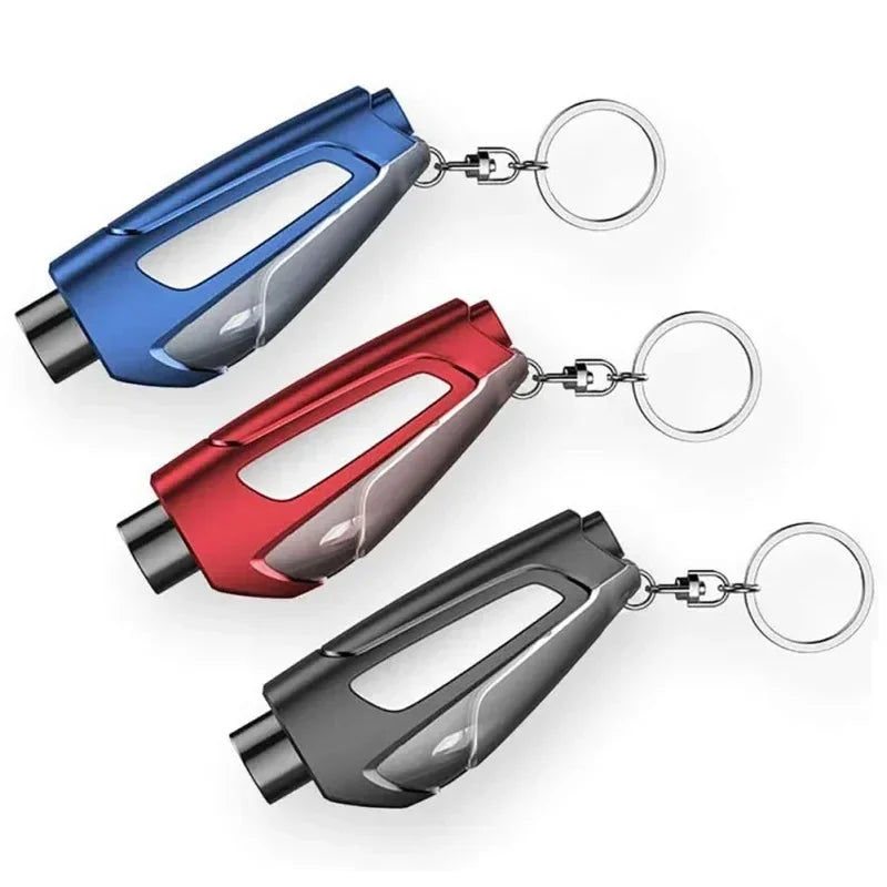 Martillo de Emergencia para Coche Multifunción - Rompecristales y Cortacinturón con Llavero