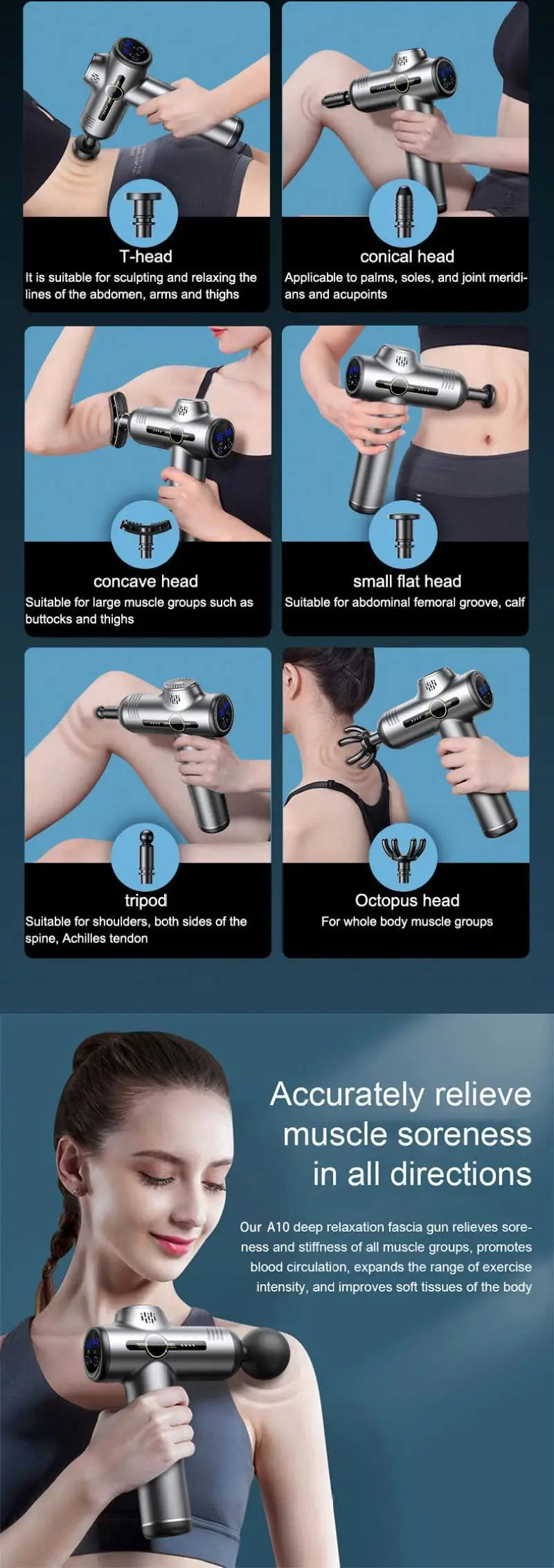 Pistola de Masaje Fascial 99 Niveles - Relajación Muscular Profunda con Reducción de Ruido