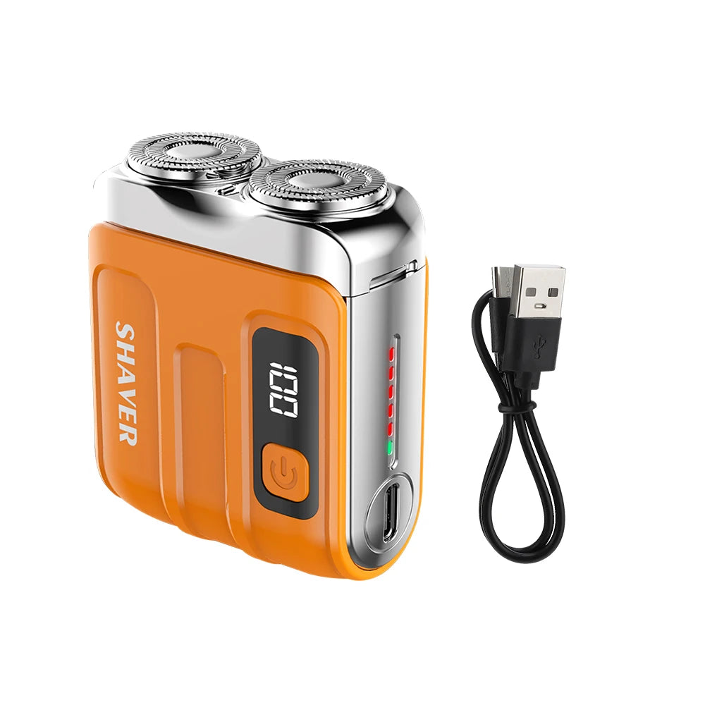 Afeitadora Eléctrica Portátil con Doble Cabezal - Recargable USB, Resistente al Agua, para Cara y Cuerpo