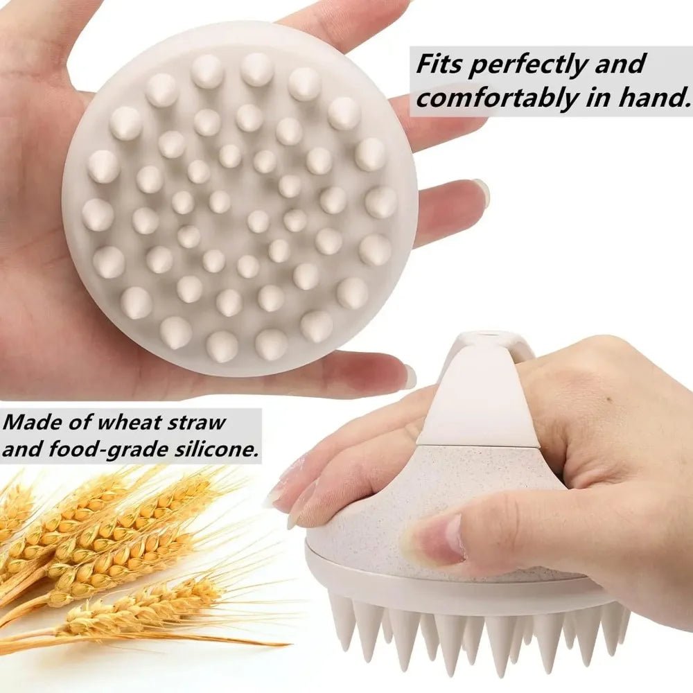 Silicone Shampoo Brush Head Scalp Massage Comb Hair Dye Tint Oil Applicator Bottle for Hair Growth Wet Dry Scalp Exfoliator Brush