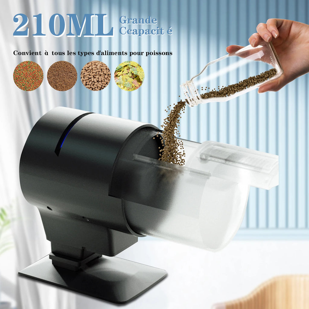 Alimentador Automático para Acuarios y Estanques - Capacidad 210ml, Dispensador Eléctrico con 3 Temporizadores