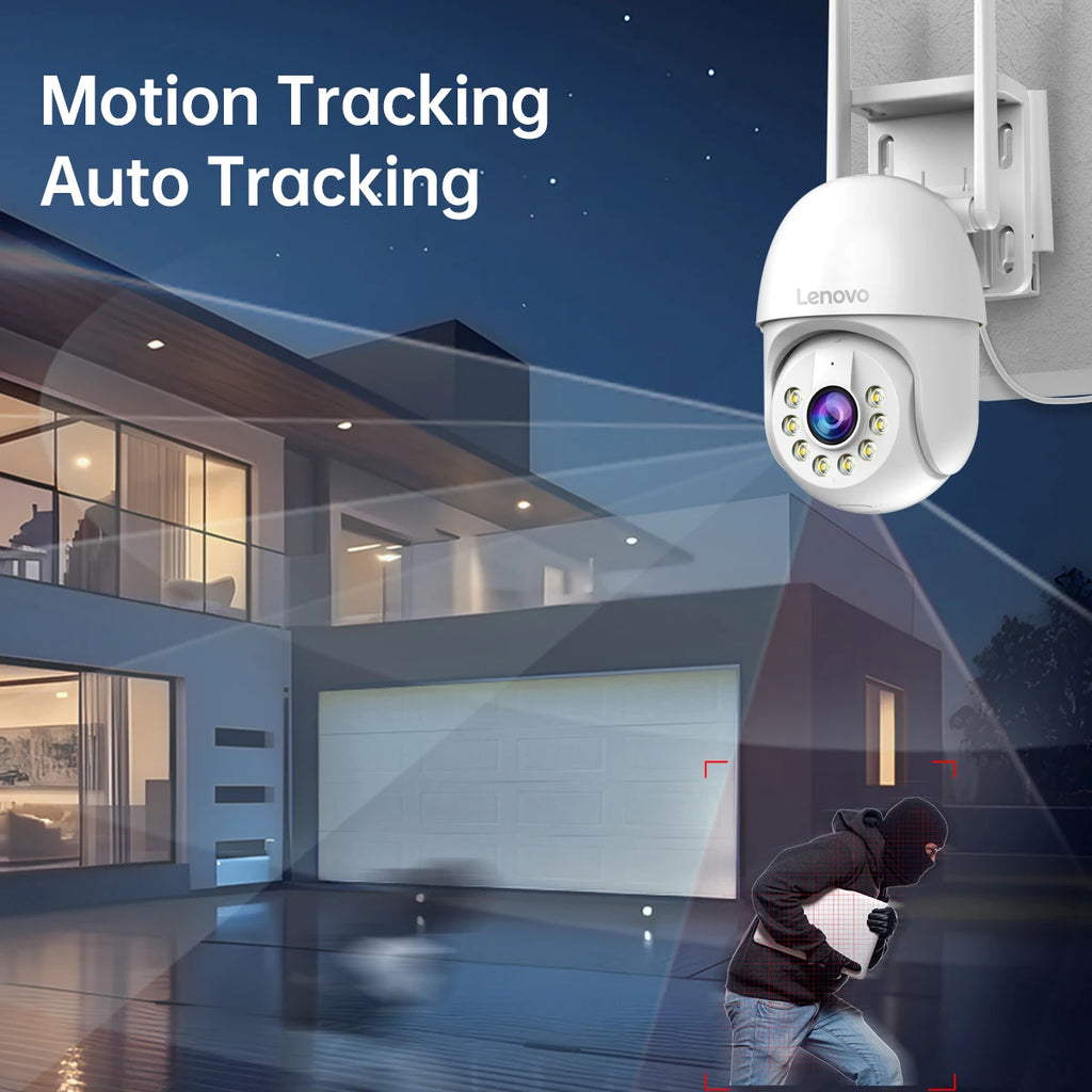 Cámara PTZ WiFi Lenovo Exterior 5MP - Zoom Digital 5x, Seguimiento Automático ONVIF y Vigilancia CCTV IP