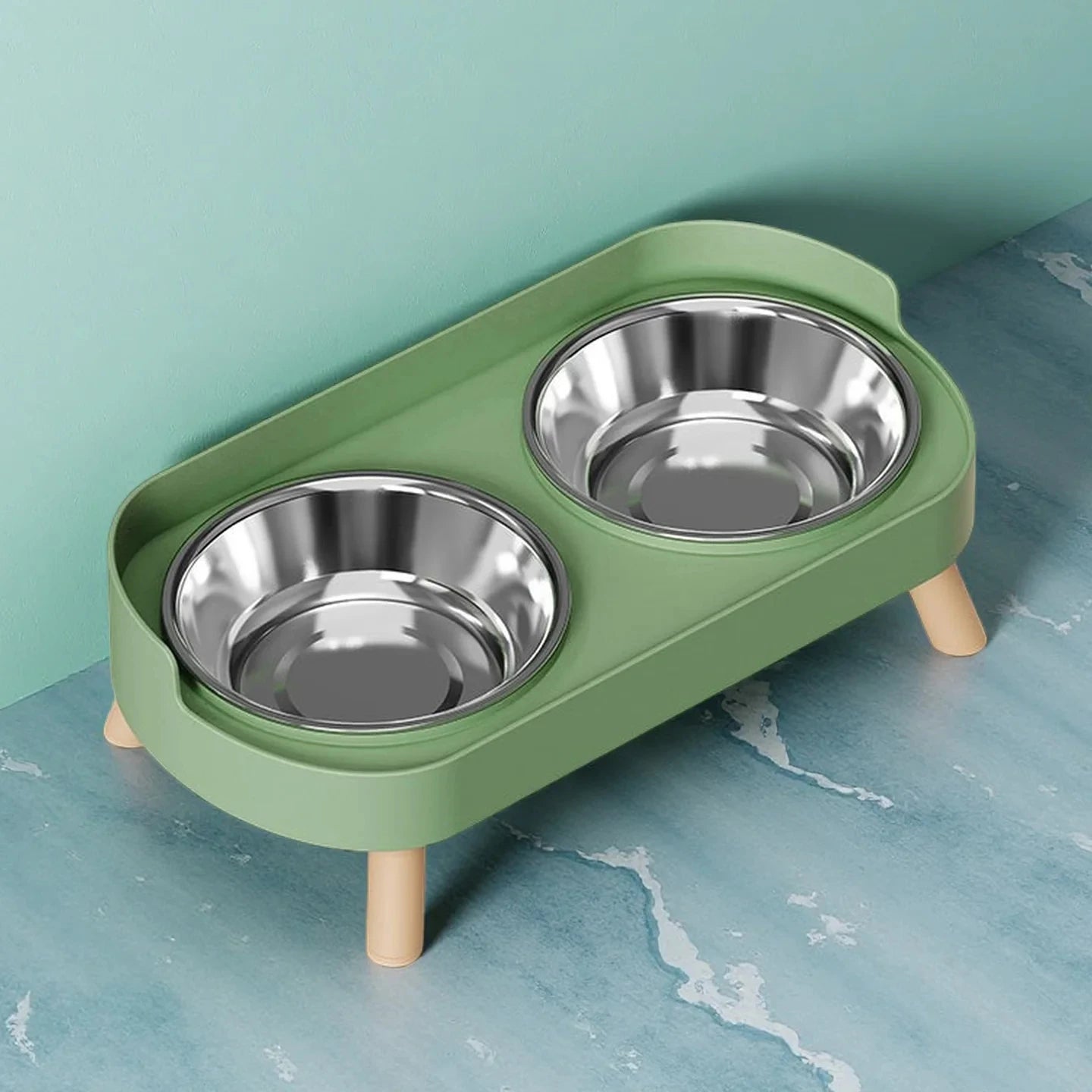 Comedero Elevado para Mascotas con 2 Cuencos de Acero Inoxidable - Soporte Cervical Colorido para Perros y Gatos
