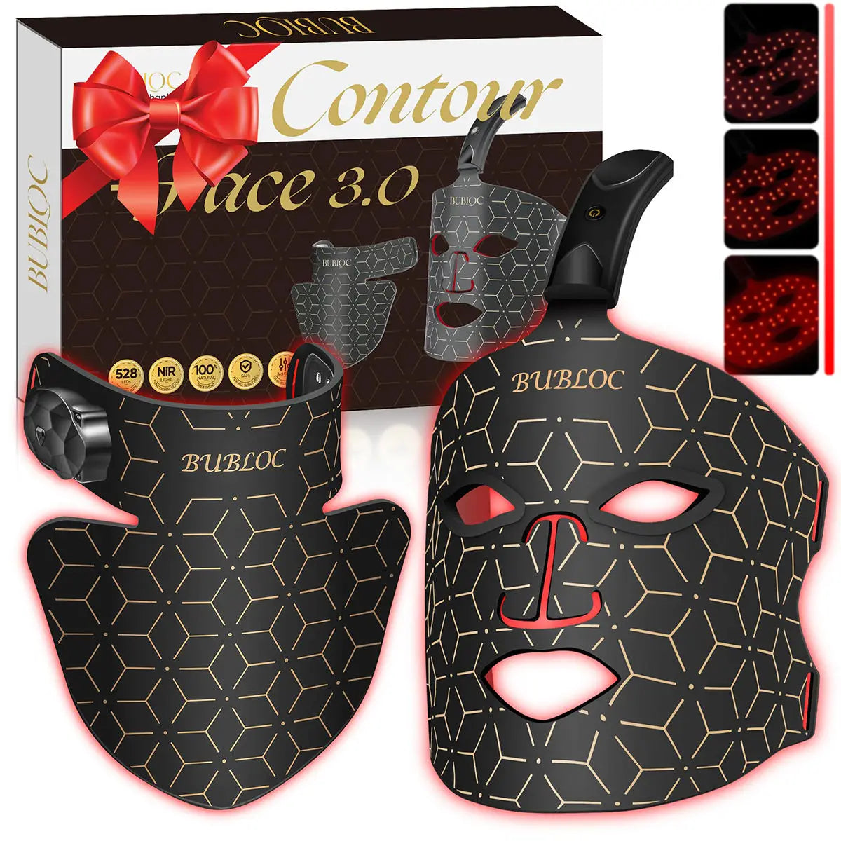 Máscara LED Silicona con Cuello - Luz Roja e Infrarroja para Cuidado de Piel en Casa