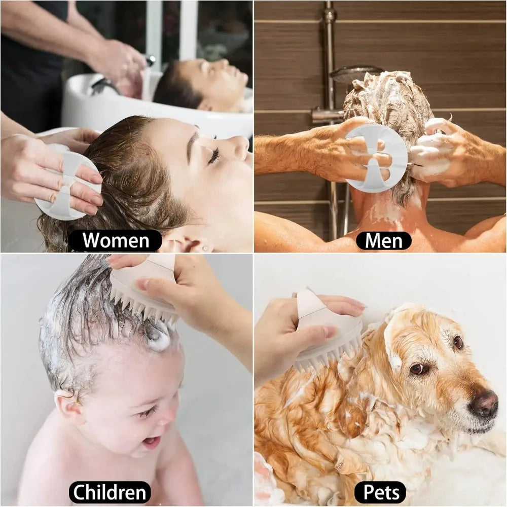 Silicone Shampoo Brush Head Scalp Massage Comb Hair Dye Tint Oil Applicator Bottle for Hair Growth Wet Dry Scalp Exfoliator Brush
