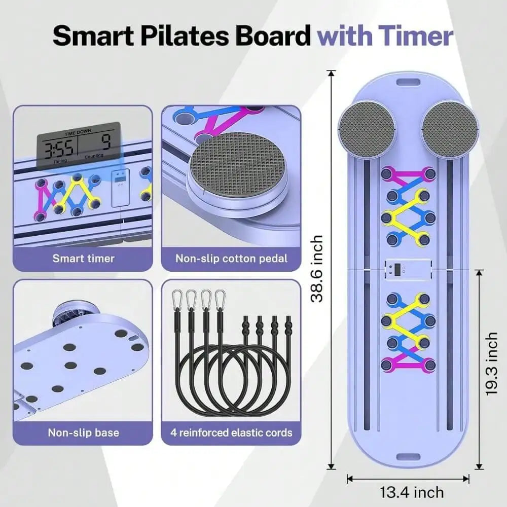 Tabla Abdominal Multifuncional Pilates 8 en 1 - Dispositivo Plegable con Temporizador de Rebote Automático para Gimnasio en Casa