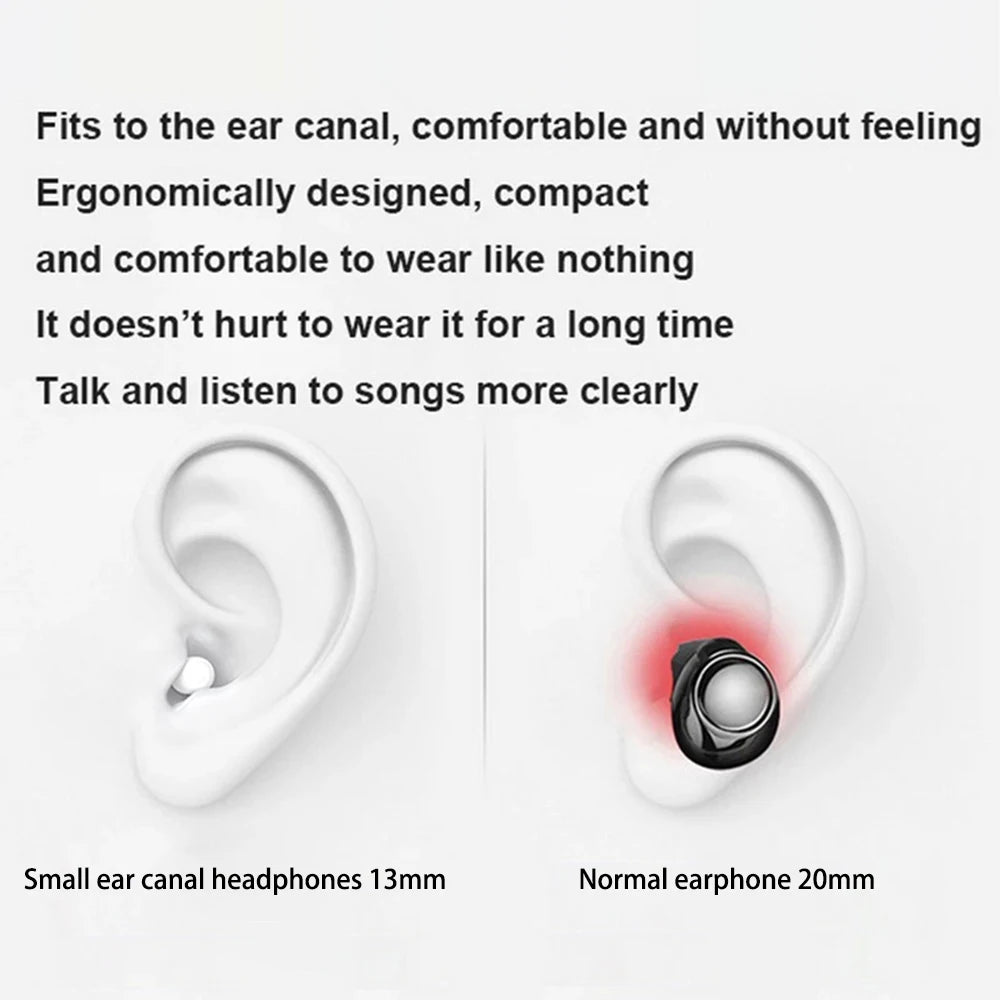 Auriculares Bluetooth Invisibles Mini TWS V5.2 - Inalámbricos In-Ear con Reducción de Ruido y Micrófono para Dormir