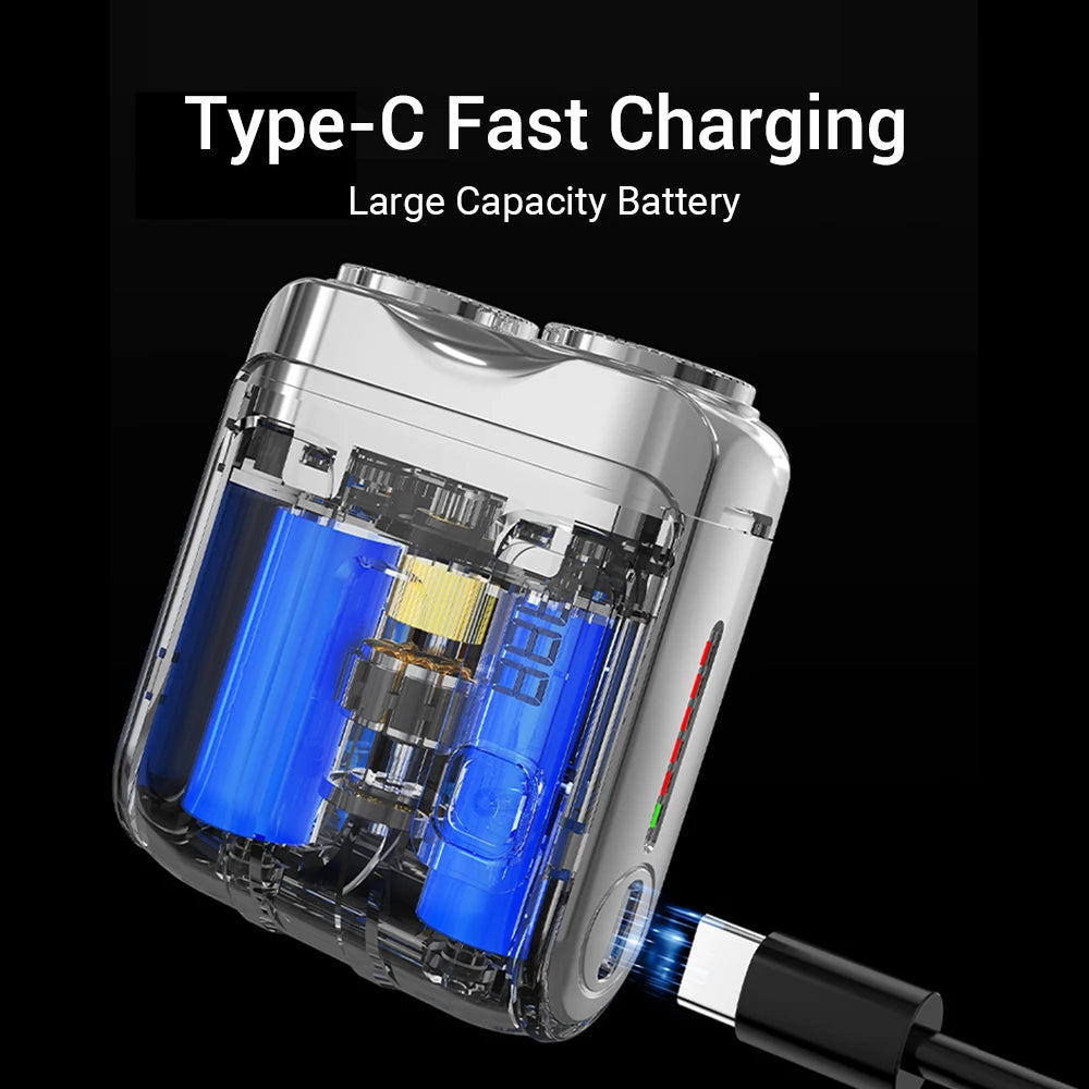 Afeitadora Eléctrica Portátil con Doble Cabezal - Recargable USB, Resistente al Agua, para Cara y Cuerpo