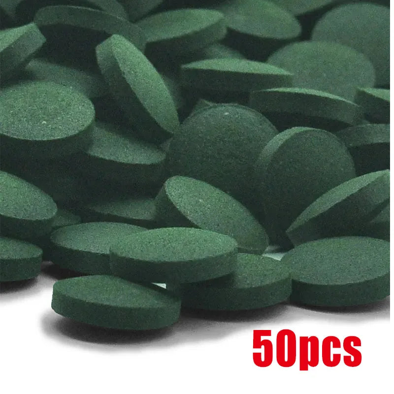 50-1000 Tabletas de Espirulina de Alta Pureza para Peces - Alimento para Camarones Cristal Rojo y Peces de Acuario