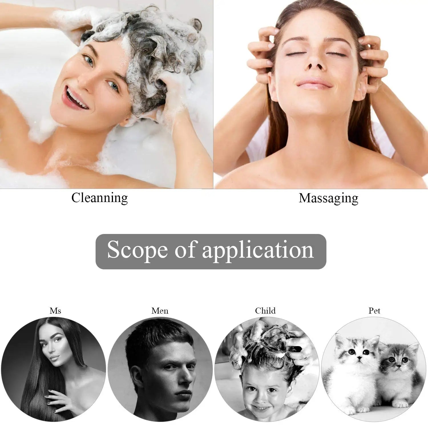 Silicone Shampoo Brush Head Scalp Massage Comb Hair Dye Tint Oil Applicator Bottle for Hair Growth Wet Dry Scalp Exfoliator Brush