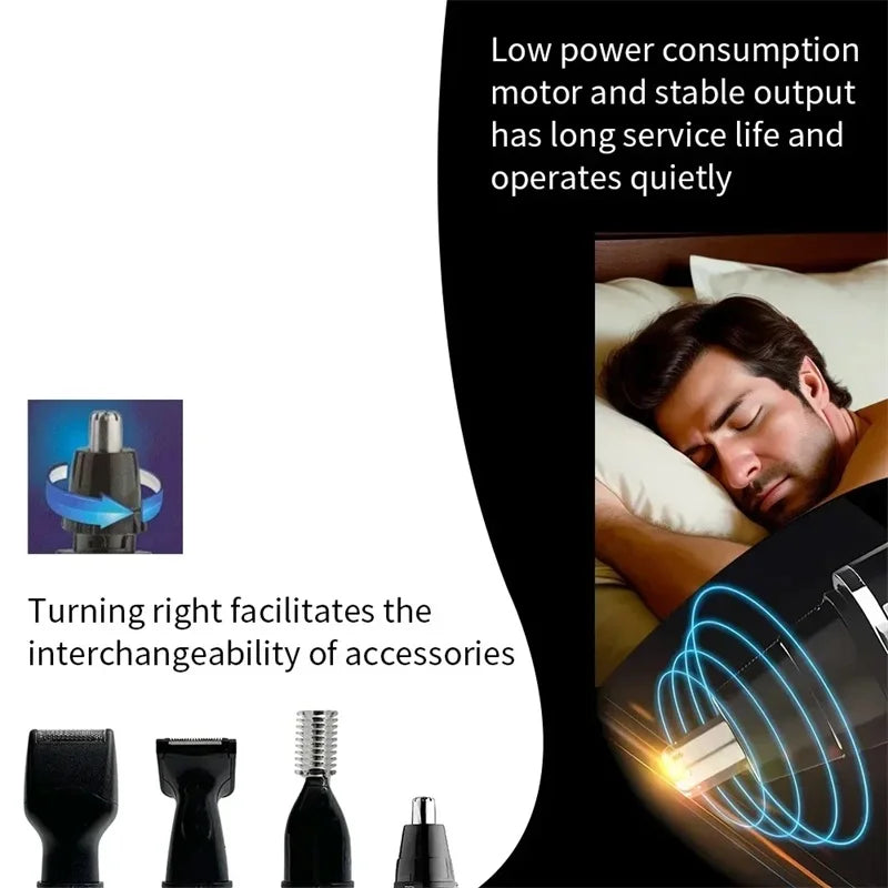 Rechargeable 4-in-1 Nose Hair Trimmer - Trimmer for Nose, Ears, Eyebrows, and Beard