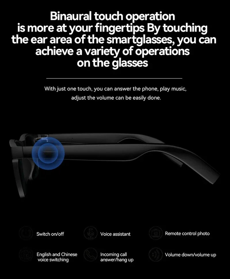 Lenovo AI Smart Glasses 8K Touch Control Photo Camera Recording Translator Voice Assistant Music Wireless Bluetooth Sunglasses