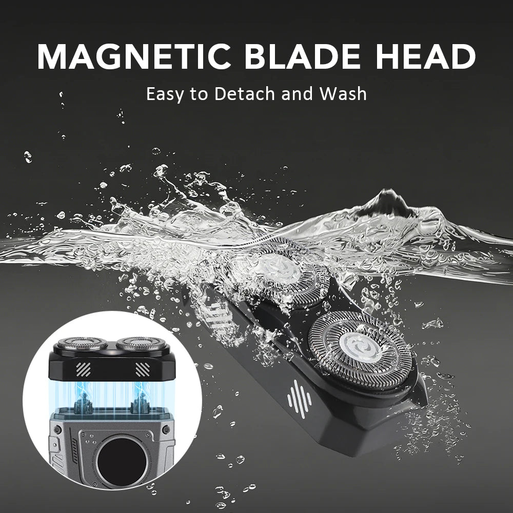 Afeitadora Eléctrica Portátil con Doble Cabezal - Recargable USB, Resistente al Agua, para Cara y Cuerpo