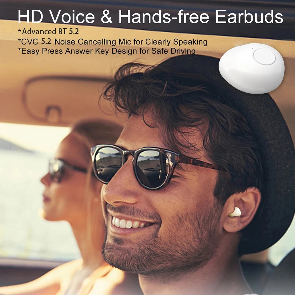 Auriculares Bluetooth Invisibles Mini TWS V5.2 - Inalámbricos In-Ear con Reducción de Ruido y Micrófono para Dormir