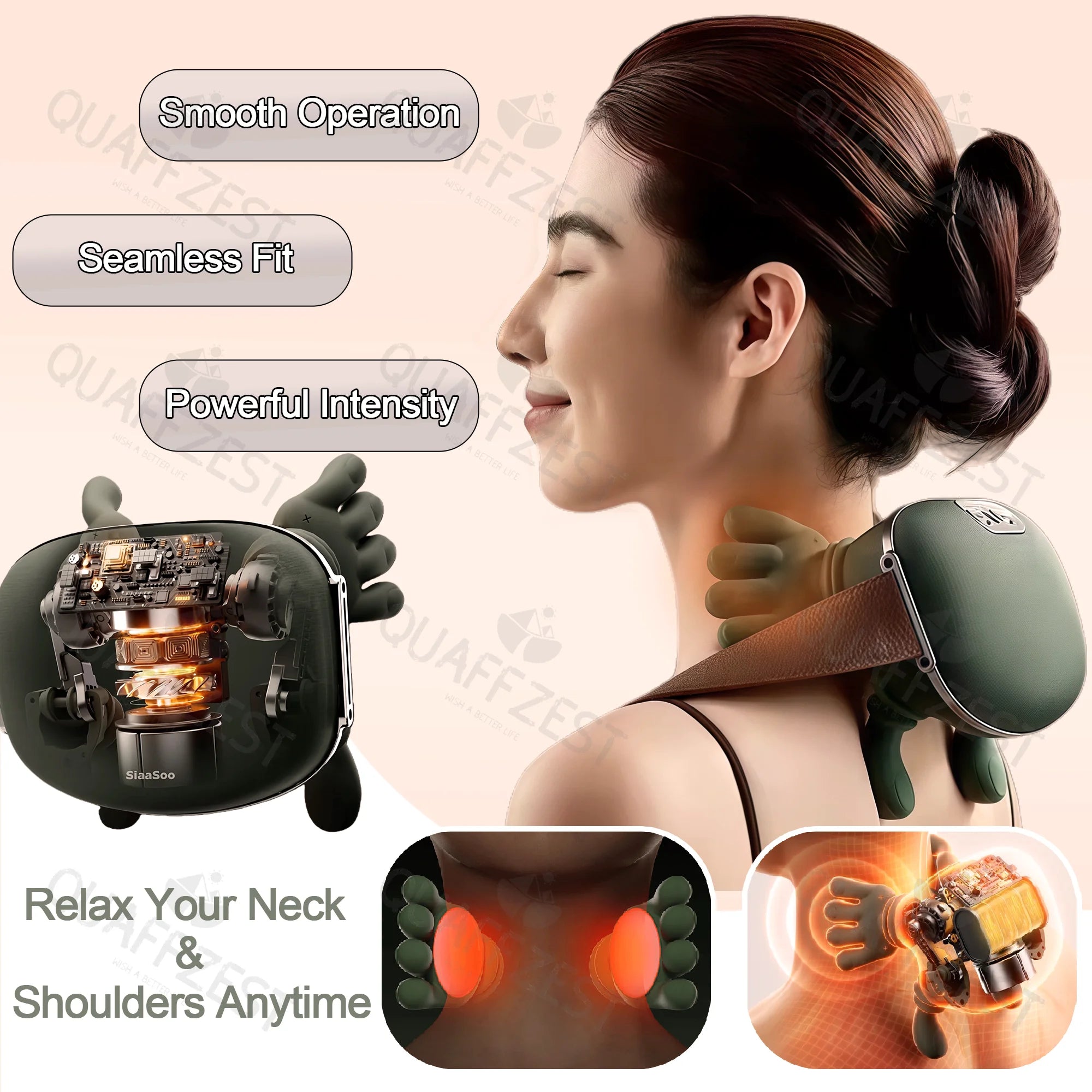 Masajeador Cervical Eléctrico con Presión de Dedos Biónicos - Amasamiento Profundo para Cuello, Espalda y Hombros