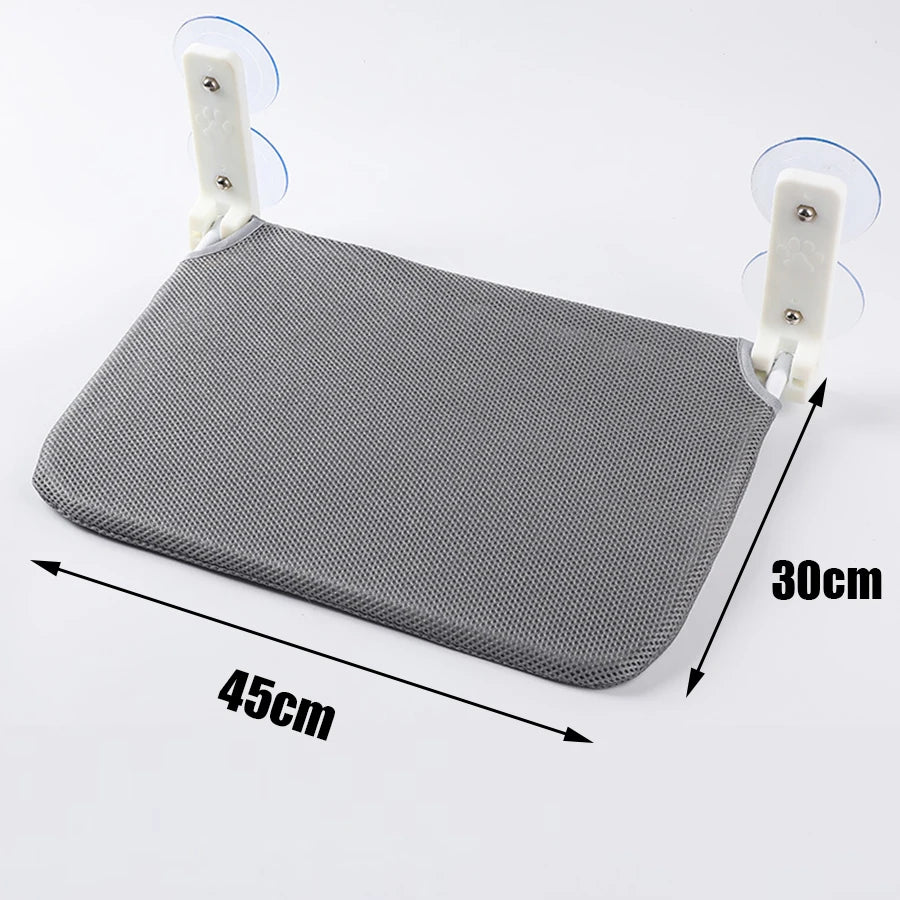 Hamaca Plegable para Gatos con Ventosas Dobles - Plataforma de Salto para Ventana, Malla y Felpa