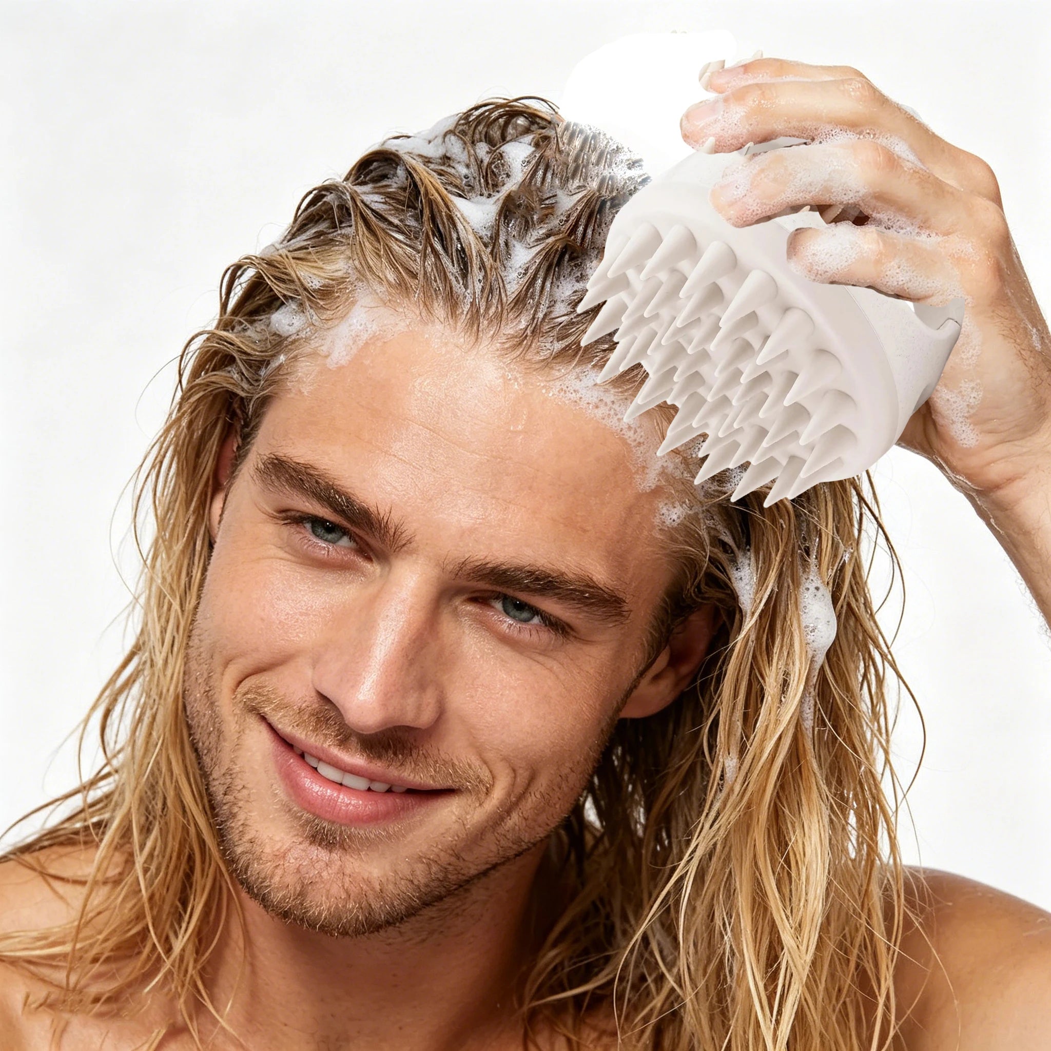 Cepillo Masajeador de Cuero Cabelludo de Silicona - Exfoliante para Cabello Seco y Húmedo con Aplicador de Tinte