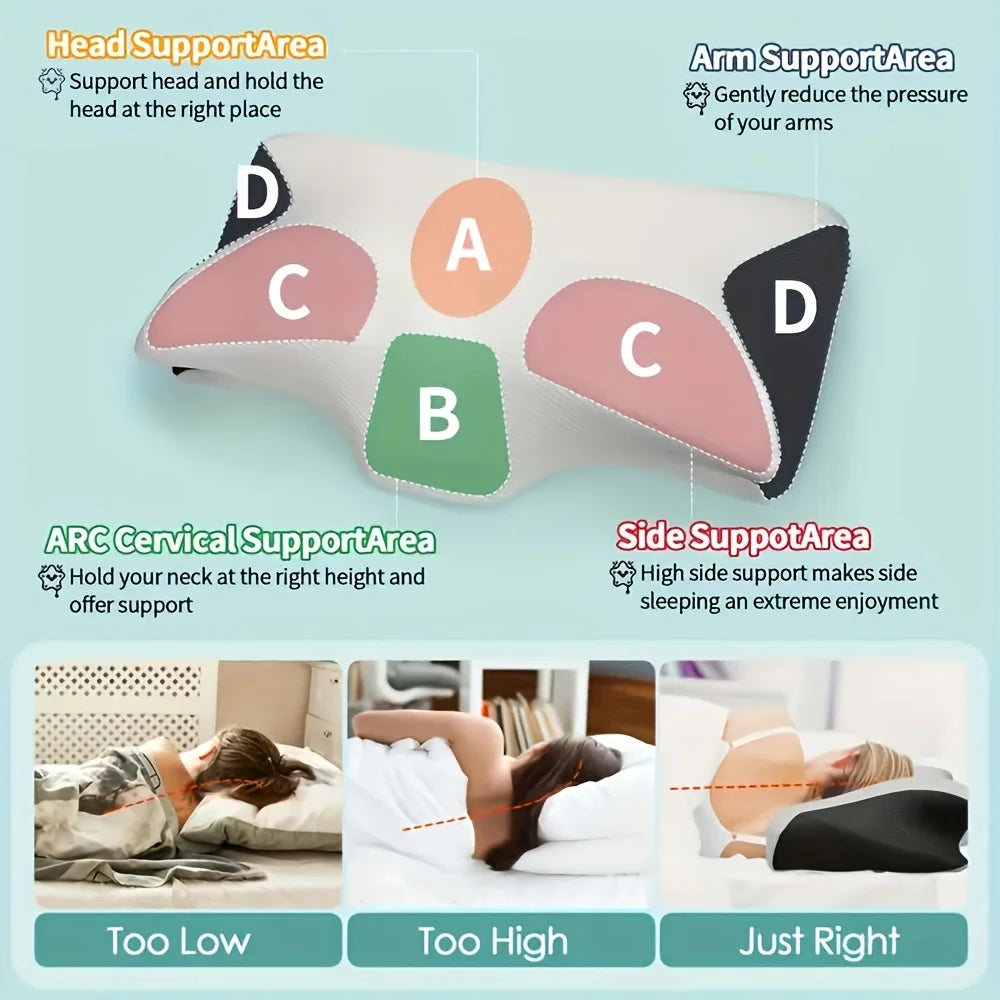 Almohada Cervical Ergonómica 2025 - Soporte Suave y Firme para Dormir de Lado, Boca Arriba y Boca Abajo