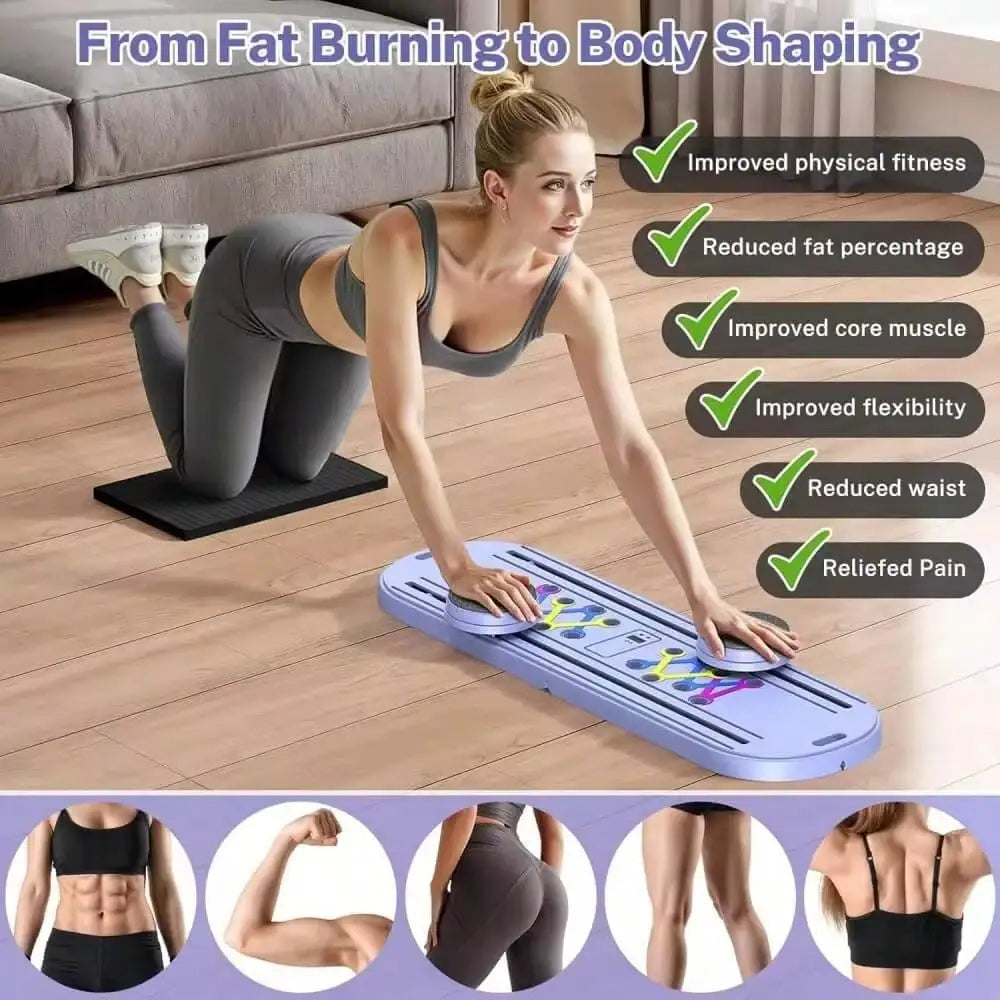 Tabla Abdominal Multifuncional Pilates 8 en 1 - Dispositivo Plegable con Temporizador de Rebote Automático para Gimnasio en Casa