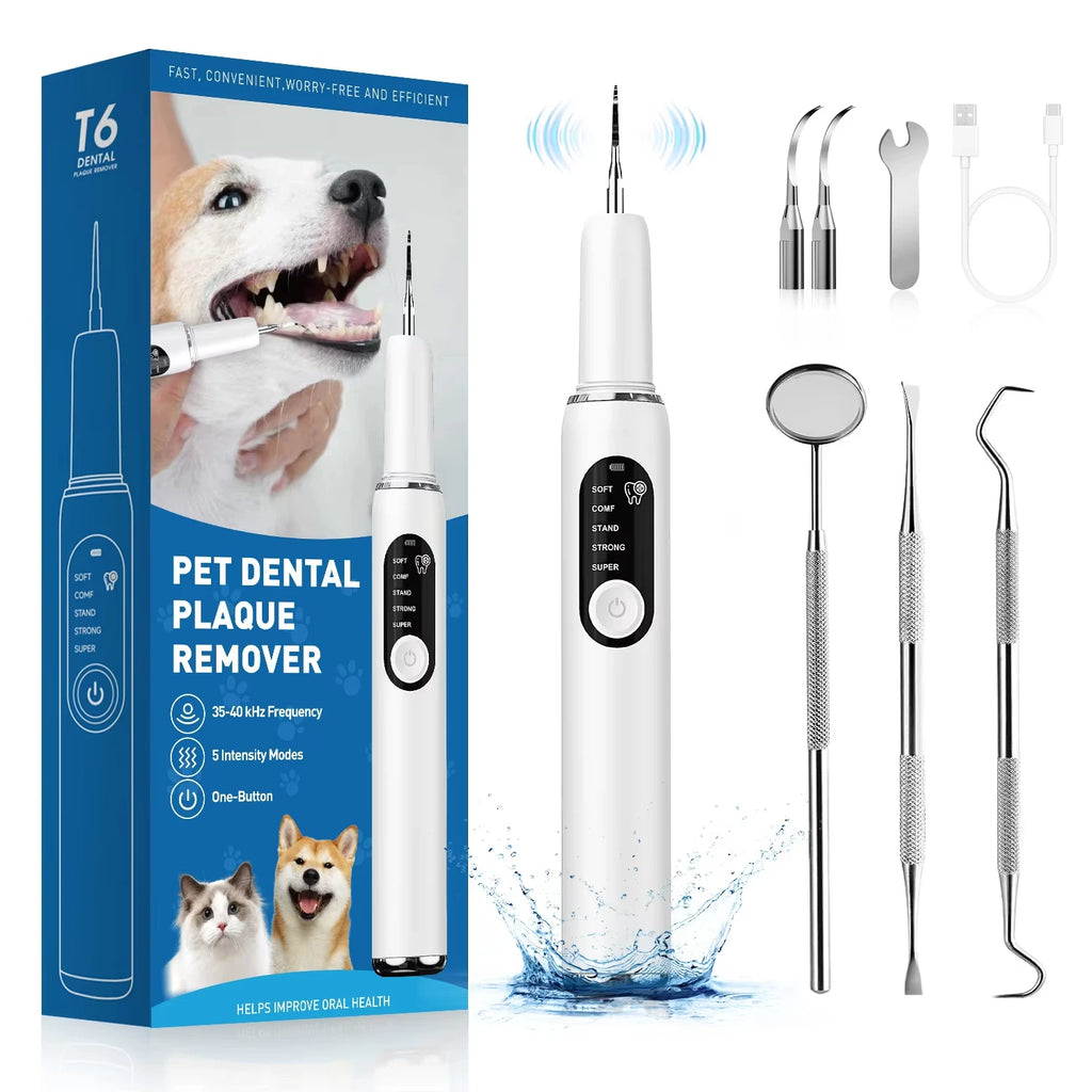 Limpiador Dental Ultrasónico para Perros y Gatos CURVY MOON - Eliminación de Sarro con Luz LED