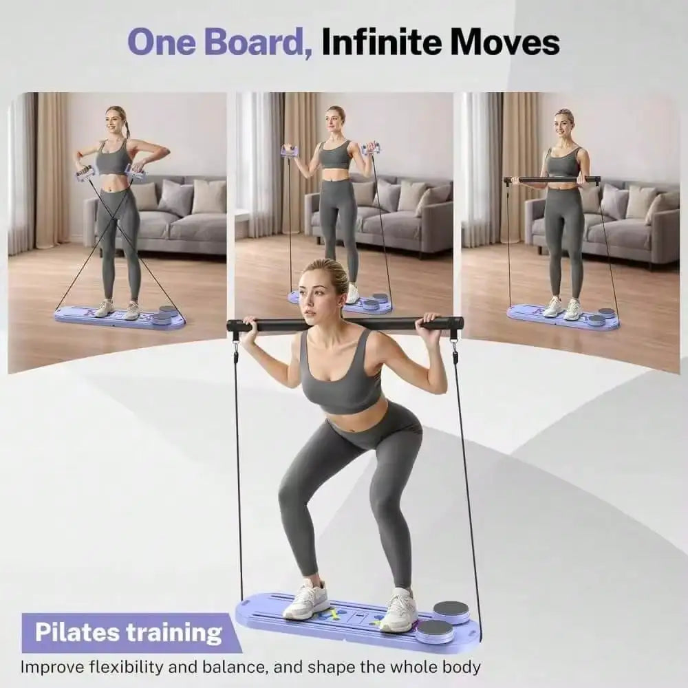 Tabla Abdominal Multifuncional Pilates 8 en 1 - Dispositivo Plegable con Temporizador de Rebote Automático para Gimnasio en Casa