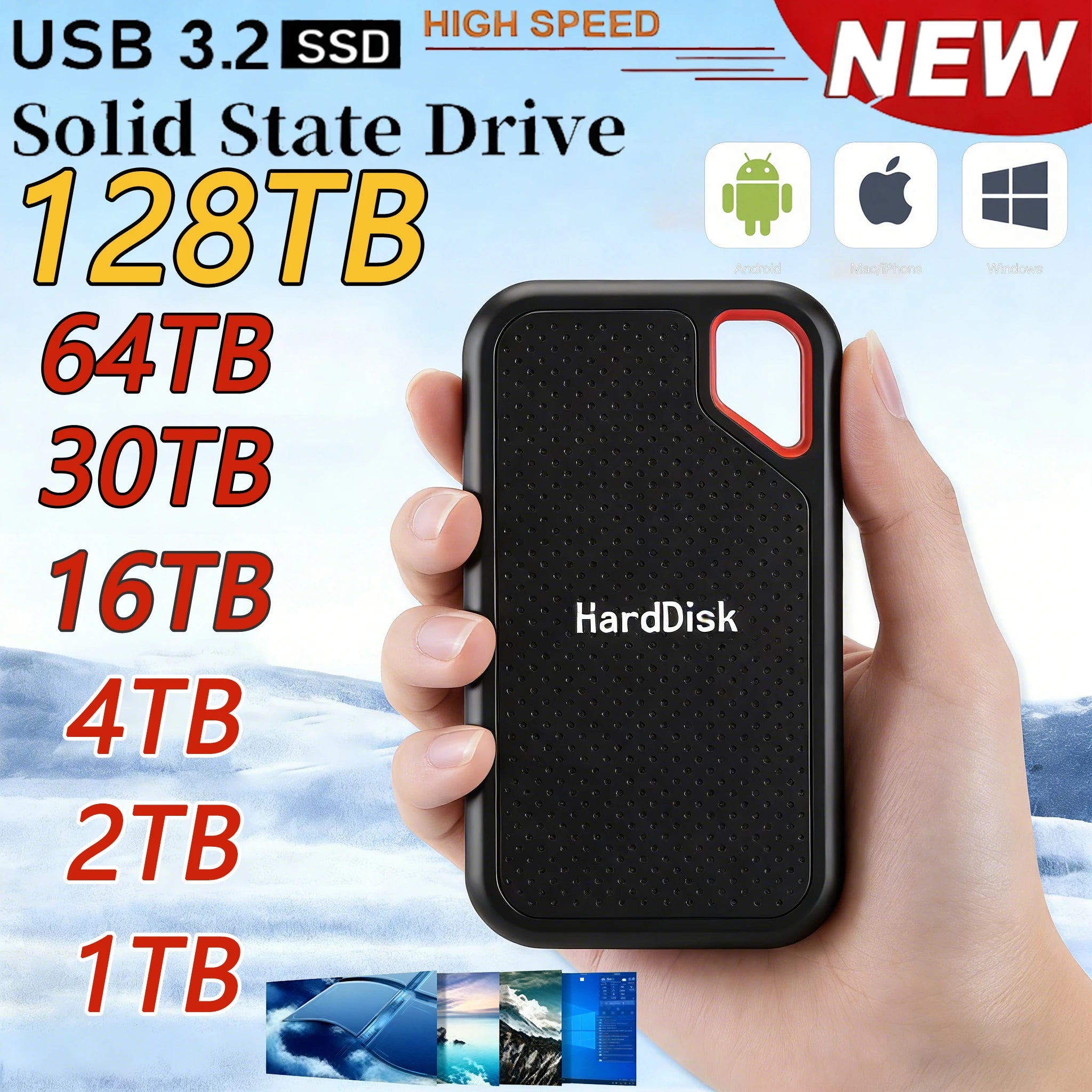 Disco Duro Externo SSD de Alta Velocidad - Gran Capacidad 2TB/4TB para PC y Portátil