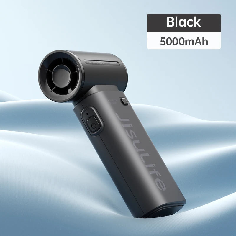 Ventilador de Mano JISULIFE Turbo - Super Potente, 5 Velocidades, 5000mAh Recargable USB, Multifunción de Bolsillo