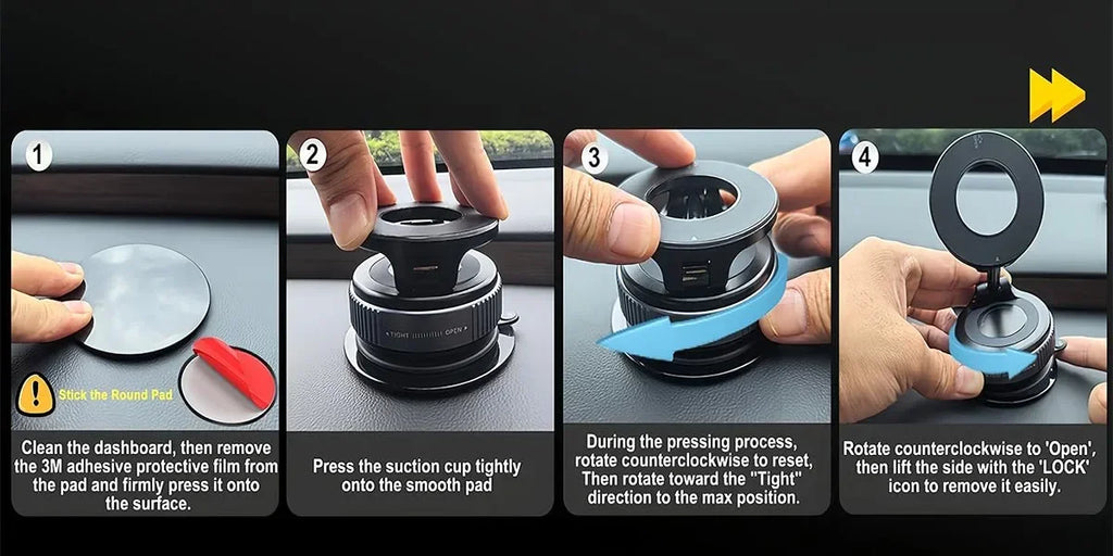 Soporte Magnético para Móvil con Ventosa MagSafe - Ajustable 360°, Plegable y de Bolsillo para Coche