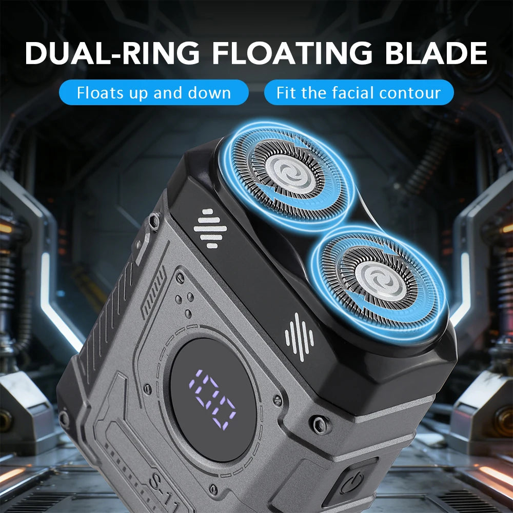 Afeitadora Eléctrica Portátil con Doble Cabezal - Recargable USB, Resistente al Agua, para Cara y Cuerpo