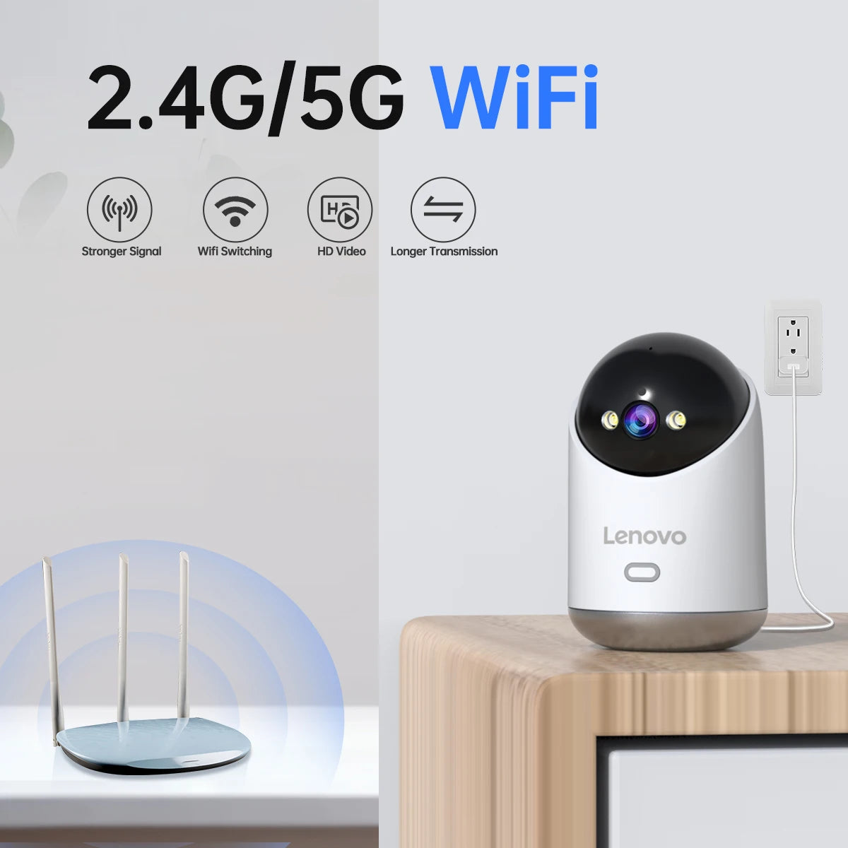 Cámara IP WiFi Lenovo Interior 5MP - Visión Nocturna en Color, Seguimiento Automático, Monitor de Bebé y Seguridad CCTV
