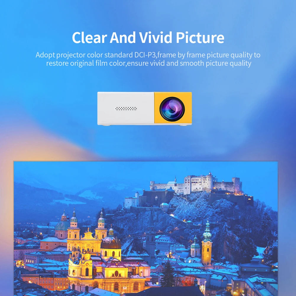 Proyector Portátil HD 1080P 400 Lúmenes - Mini Proyector de Bolsillo con HDMI, USB y Mando a Distancia para Cine en Casa